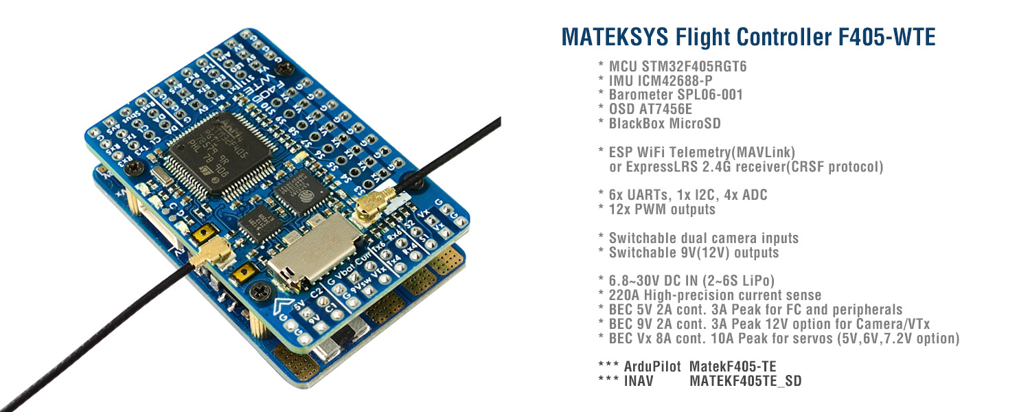 Контроллер полета Matek Mateks – обзор и цена Mateksys Flight Controller F405 Wte